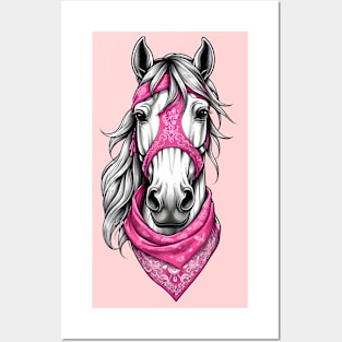 horse with pink bandana Posters and Art